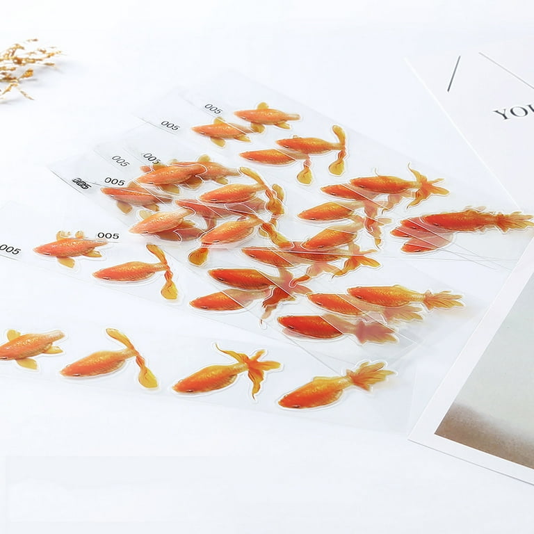 3D Gold Fish Painting Resin Stickers Exquisite Resin Crafts