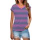 thumbnail image 1 of Eres Más Que una Camisa de Puntuación de Prueba Sexy de Manga Corta Lentejuelas Suelta Camisa de Blusa con Cuello en V, Poliéster, 1 of 8