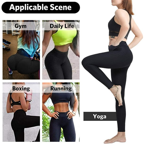 HTAIGUO Butt Lifting Leggings Anti Cellulite Yoga Pants High Waist Workout Tummy  Control Sport Tights Scrunch Leggings 