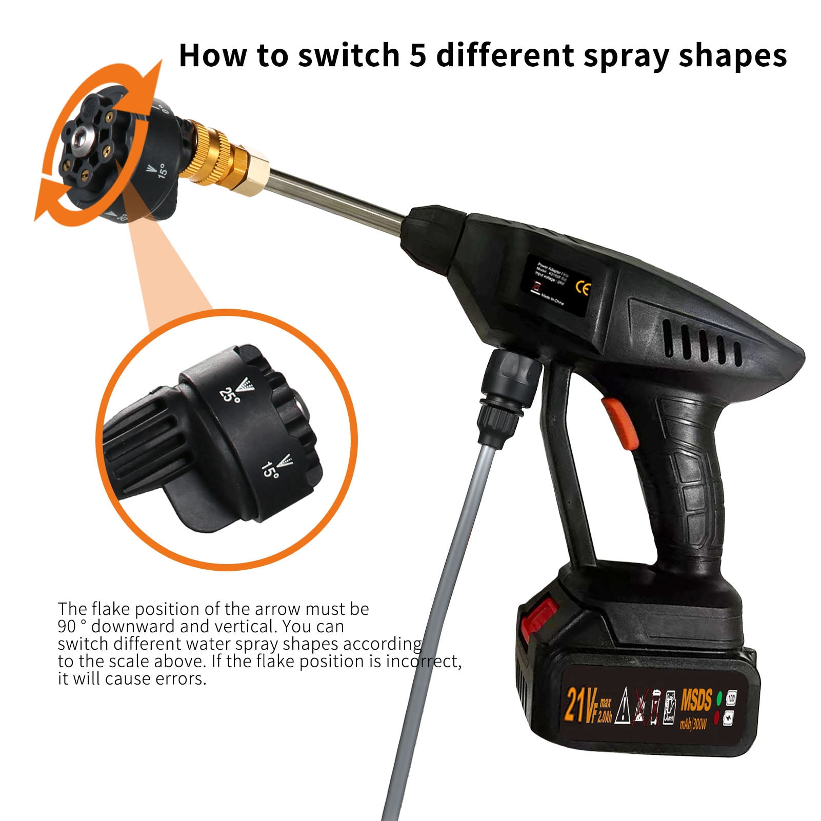 BIMZUC Mulcort 6-in-1 Cordless Power Washer, 60Bar 870 PSI High Pressure Washer Machine with 2 Rechargeable 24V Batteries (2240g / 4.94 lbs) for Car Fence Floor Cleaning Watering