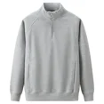 thumbnail image 3 of Sudaderas para hombre, ropa de hombre lisa, sudadera negra con media cremallera y sin capucha, jersey de otoño, novedad, de alta calidad, algodón barato, 3 of 5