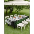 thumbnail image 3 of Outdoor Tablecloth with Umbrella Hole and Zipper, Green Forest Rectangle Table Cloth 52x70 Inch Waterproof Tablecloth, Vintage Foggy Woods Tree Mysterious Picnic Table Cover for Patio Camping, 3 of 7