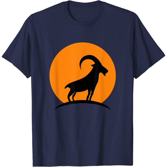 Cool Wild Goat Animal Horn Sunset Silhouette Capricorn T-Shirt Goat Lover Shirt Farm Animal Goat Gift Tshirt Farm Life Animal Lover Shirt