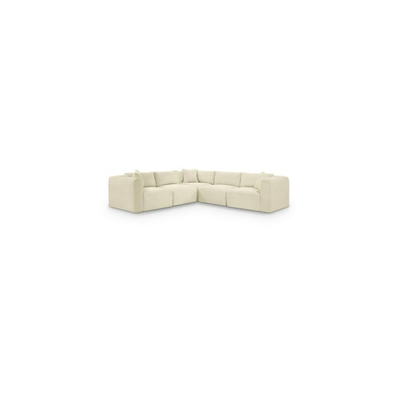 Meridian Furniture 5-Piece Cream Corduroy Performance Fabric Modular Sectional