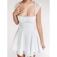 thumbnail image 5 of Women's Lace Detail Square Neck Cap Sleeve Mini Dress 95% Polyester 5% Spandex Elegant Flowy Fit Everyday Look, 5 of 9
