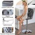 thumbnail image 5 of Bar Stools Set of 2, PAPROOS Swivel 25-33''Adjustable Height Bar Stools with Back, Velvet Upholstered Counter & Bar Height Bar Stools with Button Tufted & Nail Trim for Kitchen Island, Gray & Silver, 5 of 12