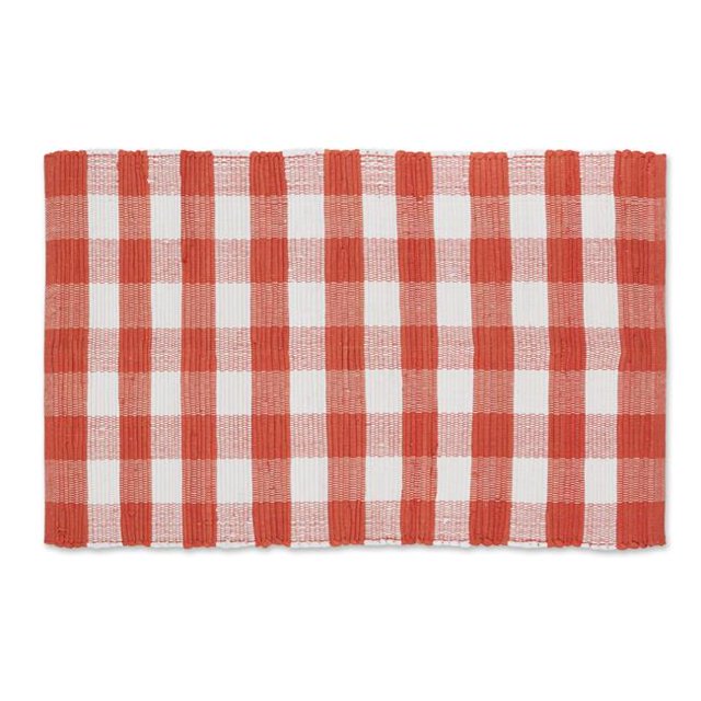 Design Imports CAMZ12561 26 x 40 in. Buffalo Check Rag Rug, Vintage Red & White