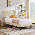 thumbnail image 2 of Taomika, Twin Size Upholstered Height-adjustable Platform Bed Frame with Wingback Headboard-Beige, 2 of 6