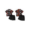 thumbnail image 2 of Cjfdfy Toddler Baby Boy Halloween Outfits Pumpkin Ghost Print Short Sleeve Bowtie Shirts And Shorts Little Baby Cute My First Halloween Clothes 6M-4Y, 2 of 9