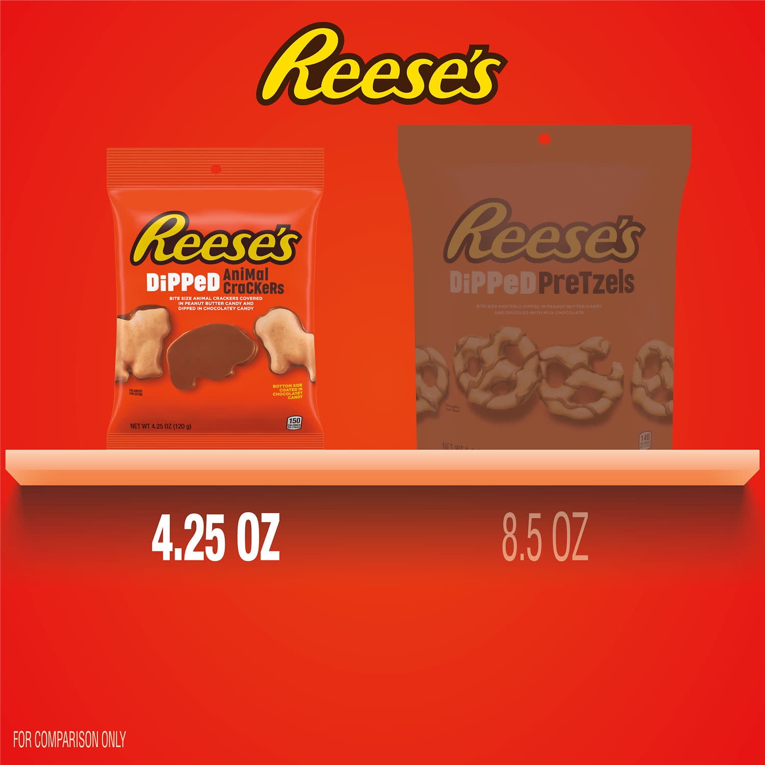 (6 pack) Reese's Chocolate and Peanut Butter Candy Dipped Animal Crackers, Bag 4.25 oz