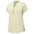 thumbnail image 6 of Beige Women's Short Sleeve T-shirt, Women'S Fashion Casual V Neck Button Down Short Sleeve Top T Shirt,Women's Short sleeve T-shirt XL, 6 of 7