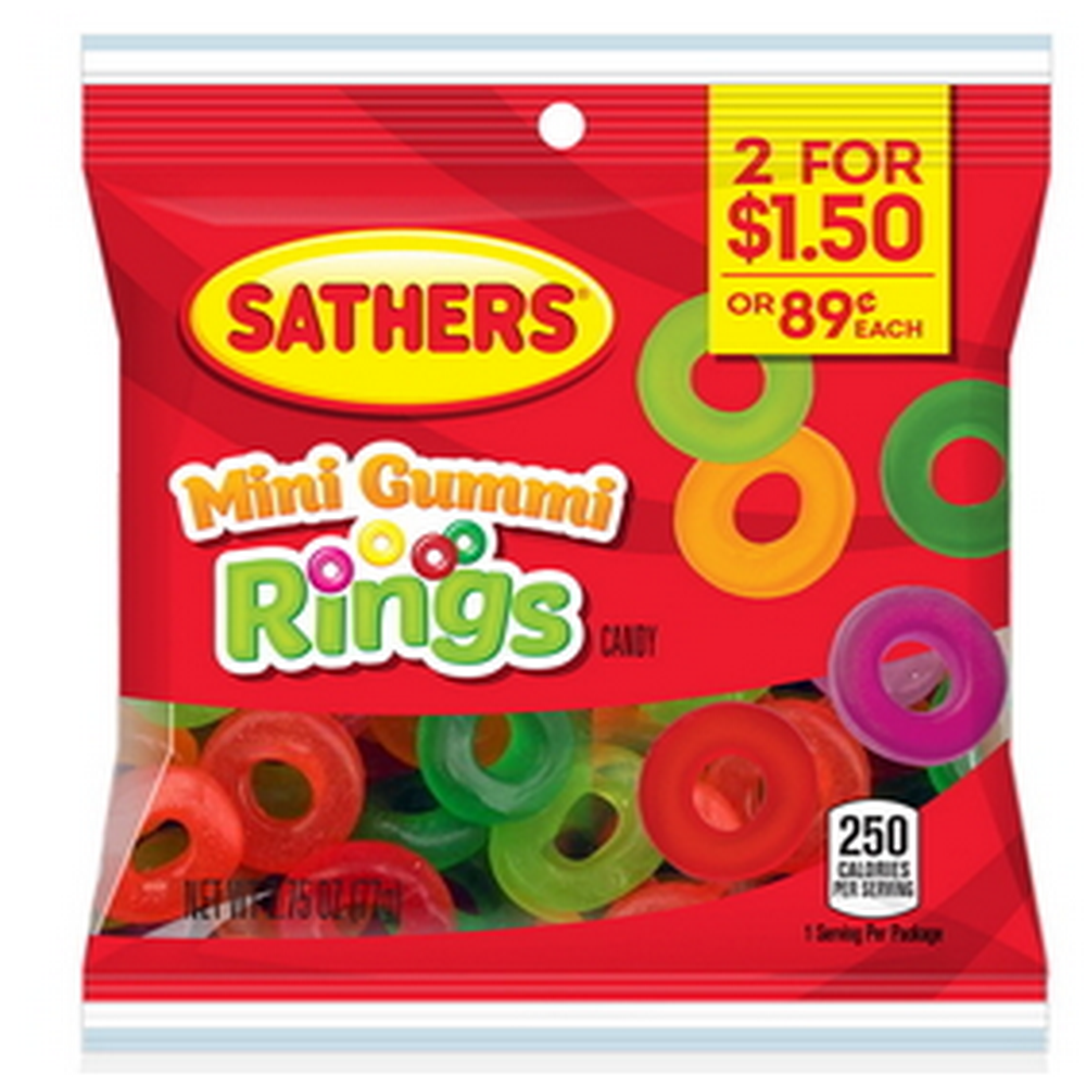 Sathers Mini Gummy Rings Candy, 3.25 Oz
