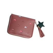 Women's Large Capacity PU Leather Heart Shaped Foldable Functional Wallet Card Purse and Makeup Bag for Everyday Use