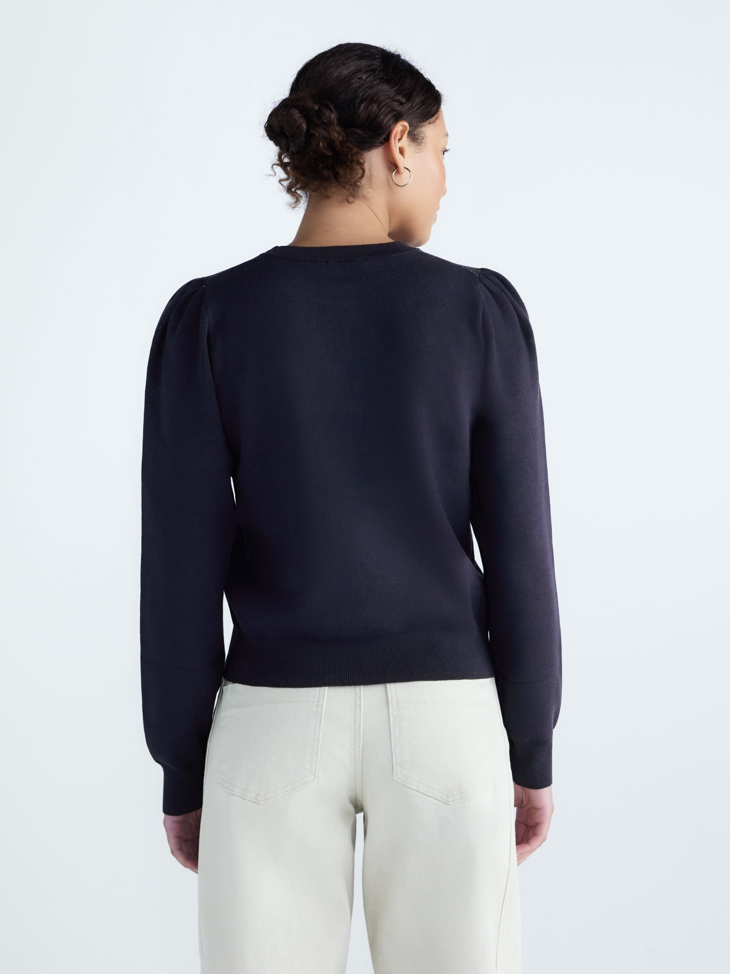 Free Assembly Women's and Women's and Women's Plus Pullover Sweater with Puff Sleeves, Midweight, Sizes XS-4X