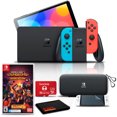thumbnail image 1 of Nintendo Switch OLED Neón Azul/rojo con Minecraft Dungeons Hero, Tarjeta de 128 Gb y Más, 1 of 5
