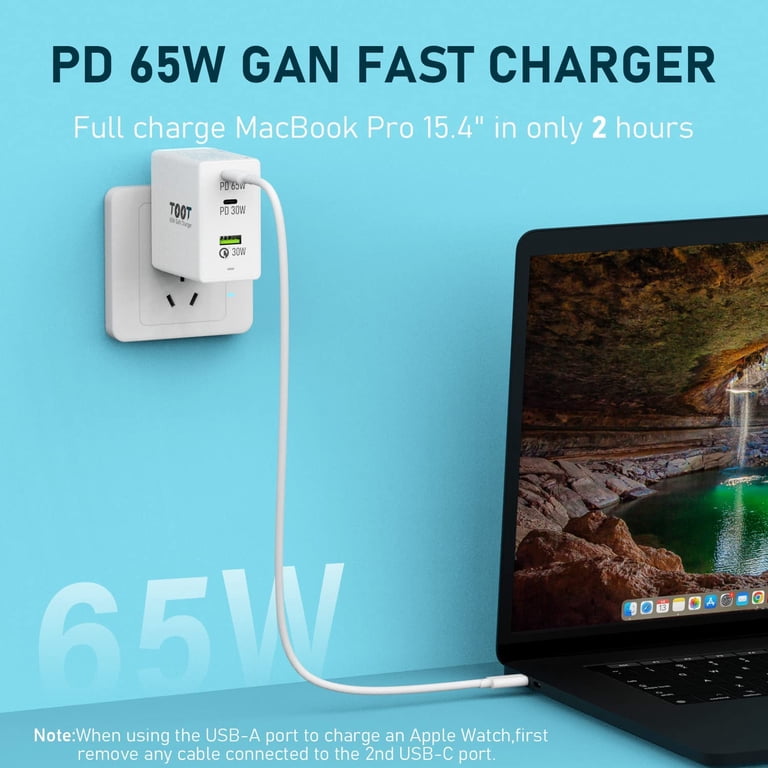 65W USB C PD 3-Port GaN Charger | Foldable Fast Adapter