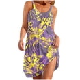 thumbnail image 2 of SMihono Robe d'Été pour Femmes Grande Taille Robe d'Été pour Femmes Imprimée Sans Manches à Encolure Dégagée Robe Aguichant Décontractée Fluide Évasée de Plage, 2 of 5