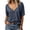 Blue, variant on Deep V-neck Women Short Sleeved Casual Solid Colro T-shirt Tops
