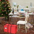 thumbnail image 6 of Christmas Ornament Storage Box Containers Premium Holiday Ornaments Organizer with Adjustable Dividers Pockets Clear Window Stores Up to 16 Ornament Storage Bin Zippered for Christmas Decorations Red, 6 of 8