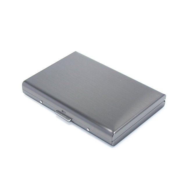 Estuche para tarjetas de visita de acero inoxidable Laklulu de 6 tarjetas, estuche para tarjetas de crédito bancarias