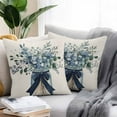 thumbnail image 2 of Blue Floral Outdoor Pillow Covers Pack of 2 Pastoral Eucalyptus Leaf Bow Vase Waterproof Throw Pillow Covers Decorative Cushion Cases for Patio Garden Tent Balcony Couch 16x16 inch, 2 of 8