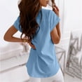 thumbnail image 5 of Blue T Shirts For Women T Shirts V Neck Loose Fitting Summer Tops Short Sleeve, 5 of 9