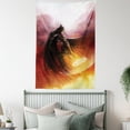 thumbnail image 4 of Fantasy World Tapestry, Superhero in His Original Costume Flying Up Magic Flame Save the World Theme, Wall Hanging for Bedroom Living Room Dorm Decor, 40W X 60L Inches, Yellow Red, by Ambesonne, 4 of 5