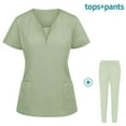 thumbnail image 2 of Maternity Scrub Top, Moisture-Wicking Sets Nursing Scrubs with Pockets Healthcare Uniform 4-Season V-Neck Top Breathable Medical Work Pants Women Nurse Appreciation Week Green Xxl, 2 of 4