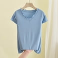 thumbnail image 2 of Bixock Pajamas Tops for Women Sleep Top Short Sleeve V Neck Slim Stretch Light Daily Indoor Loungewear Blouse Women Clothings, 2 of 4