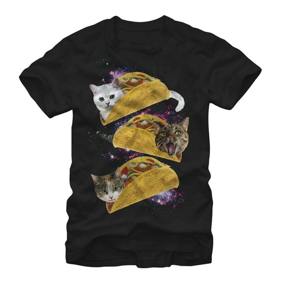 Men's Lost Gods Taco Cats in Space  Graphic Tee Black Medium
