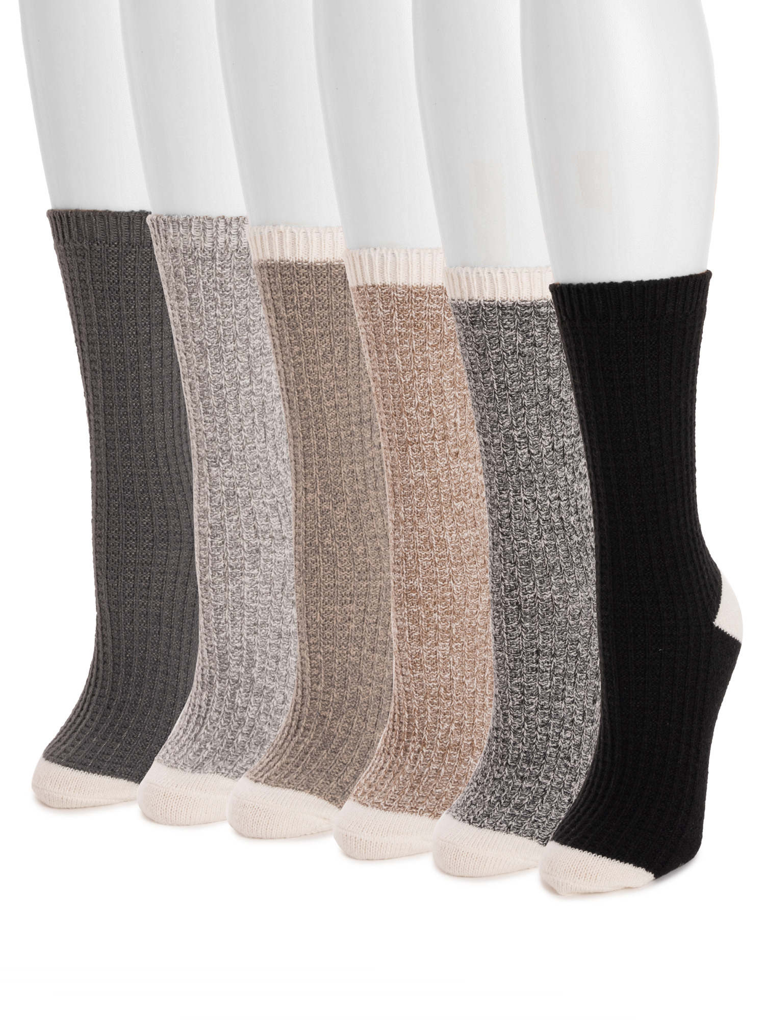 MUK LUKS Women's Fluffy Dream Boot Crew Socks, 6-Pack photo 3