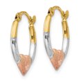 thumbnail image 2 of 14k Yellow Gold White Rose Heart Hoop Earrings Love, 2 of 7