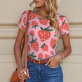thumbnail image 6 of Fotbe Cartoon Strawberry Women's Crew Neck Short Sleeves Bodysuit Tops Round Neck Slim Sleeveless Soft Comfortable Basic-Medium, 6 of 7