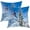Blue White, variant on Winter Pillow Covers 18x18 Inch Set of 2, Skiing Snowboarding Winter Primitive Art Watercolor Double Sided Decorative Pillows Cases Throw Pillows Covers
