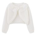 thumbnail image 2 of HAOTAGS Little Girls Crew Neck Long Sleeve Cotton Cardigan with Cute Bowknot Toddler Cover Up Tops Beige Size 11-12 Years, 2 of 7