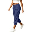 thumbnail image 4 of Womens Summer Pants Breathable Joggers Cotton Linen Trousers,Dark Blue Size L, 4 of 8