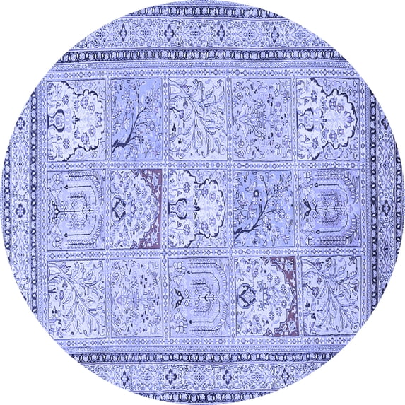 Ahgly Company Machine Washable Indoor Round Persian Blue Traditional Area Rugs, 7' Round