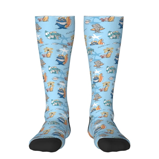 Balery Cute Animals Surfers Calcetines novedosos Calcetines deportivos Calcetines hasta la rodilla Calcetines de algodón Calcetines originales y geniales