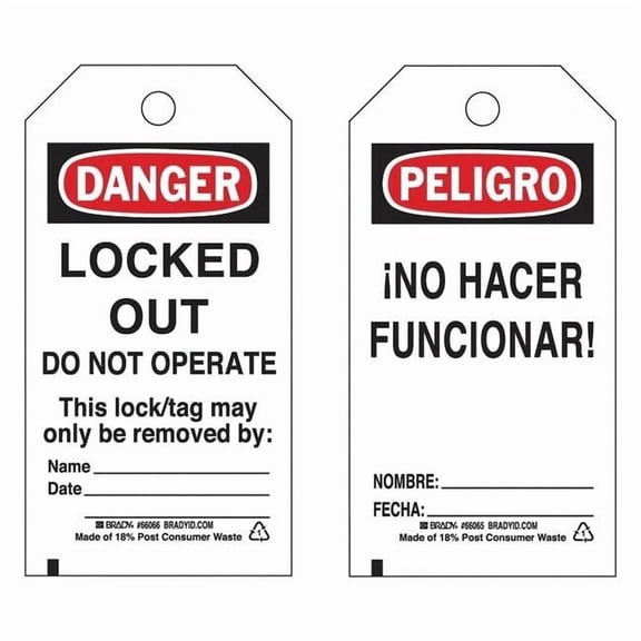 Brady Lockout Tag,5-3/4" Hx3" W,Polyester,PK25 133494