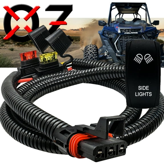 OZ-USA Power Bus Bar Plug Wire Kit with On/Off Rocker Switch for LED Side Lights Compatible with Polaris Pulse Power Busbar RZR Pro Ranger Crew XP 2018-2023