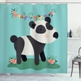 thumbnail image 1 of Ambesonne Panda Shower Curtain, s Party with Flowers, 69"Wx70"L, Seafoam Dark Taupe Grey, 1 of 2