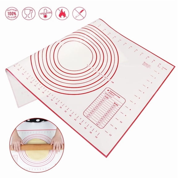 Large Silicone Pastry Mat Extra Thick Non Stick Baking Mat with Measurement Fondant Mat, Counter Mat, Dough Rolling Mat, Oven Liner, Pie Crust Mat