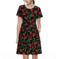thumbnail image 1 of Saiise Robes d'Été Motif Cerise pour Femmes T-Shirt Décontracté Manches Courtes Robe de Plage Florale avec Poches, 1 of 6