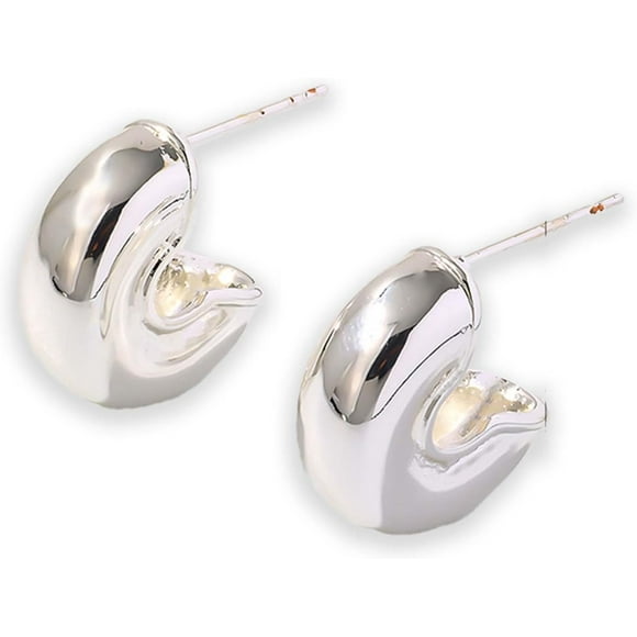 shiyou-Chunky Earrings for Women Silver Statement Earrings Chunky Statement Earrings Geometric Stud Earrings Silver Jewelry Gift for Women