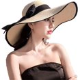 thumbnail image 1 of Sombrero de ala ancha para mujer, sombrero de paja con protección solar, plegable, enrollable, para playa, con protección UV, UPF 50+, 1 of 6