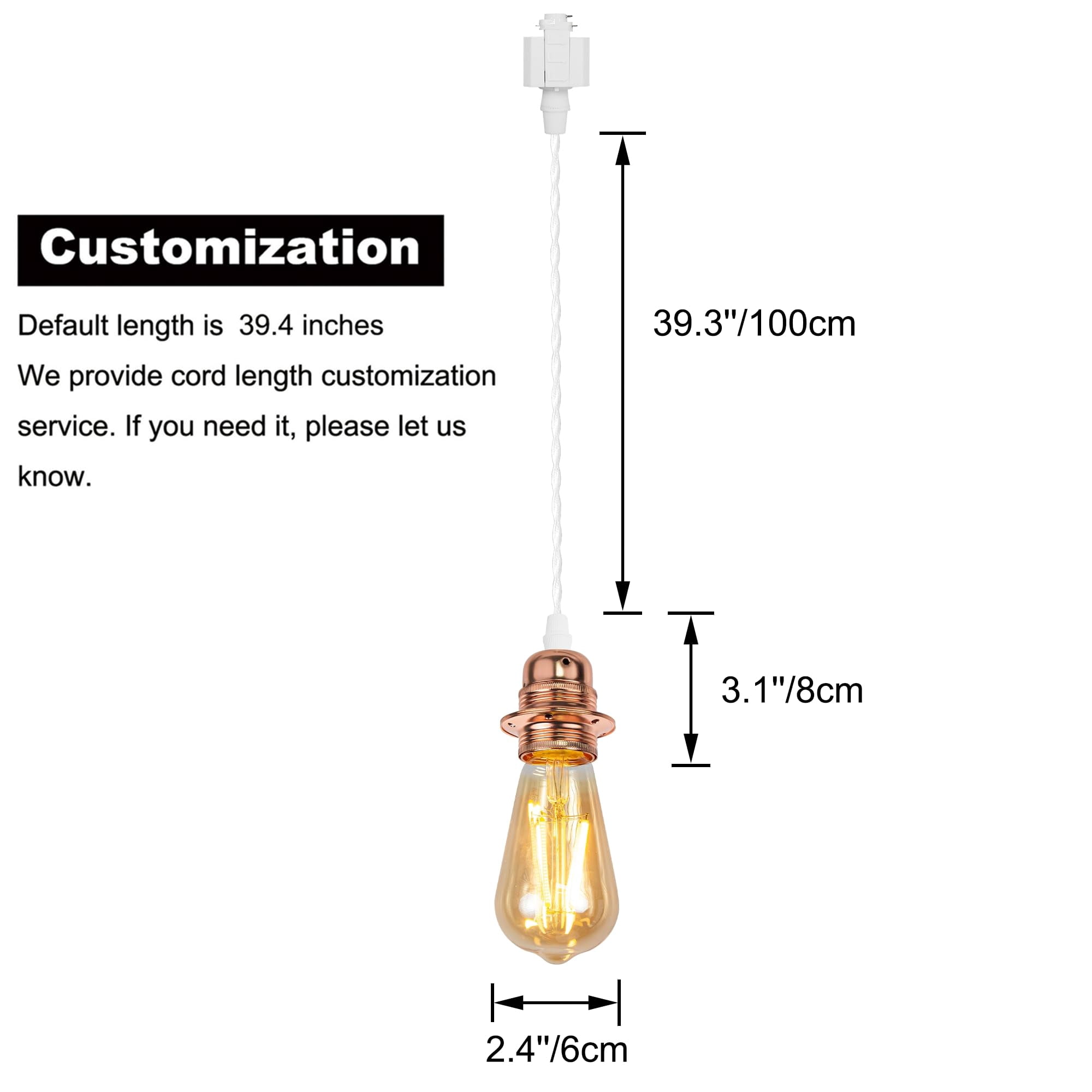 Kiven J-Type track lighting pendants,Dimmable J track pendant lights with Aluminum Holder,3-Light Track Lighting Fixture for Kitchen Island Hallway Restaurant,Rose Gold Finish