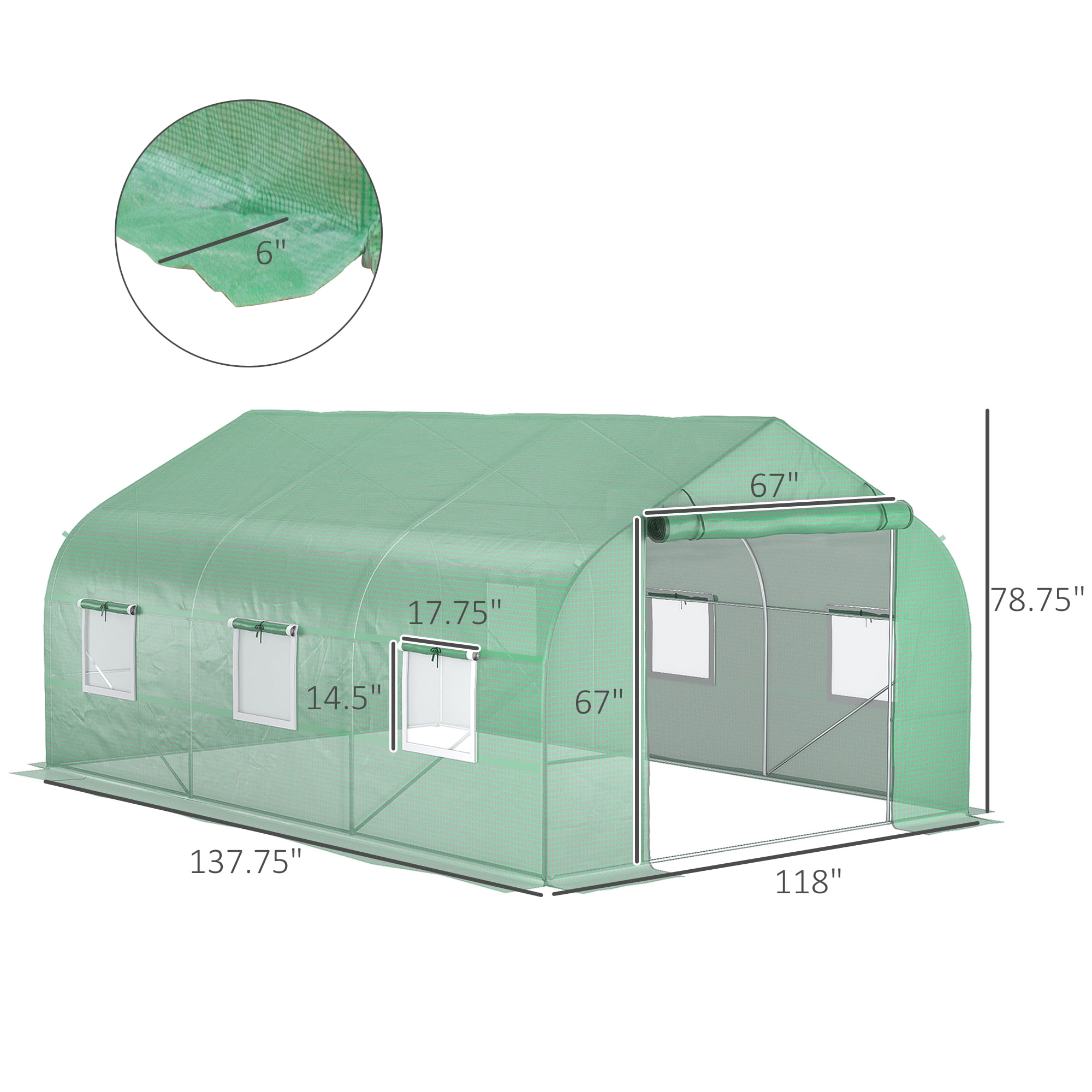Outsunny 11.5' x 10' x 6.5' Outdoor Walk-In Tunnel Greenhouse Hot House