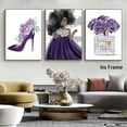 thumbnail image 4 of African Woman Canvas Wall Art African American Woman Poster Fashion Perfume Wall art Purple Flower Prints Black Girl Painting African Girl Artwork High Heel Pictures Wall Decor Unframed, 4 of 6