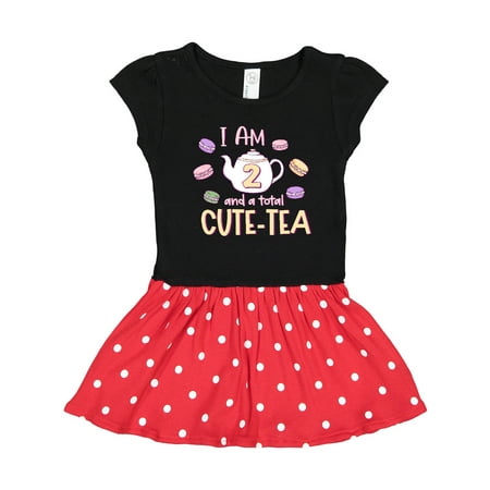 

Inktastic I m 2 and a Cute-Tea Teapot and Macaroons Gift Toddler Girl Dress