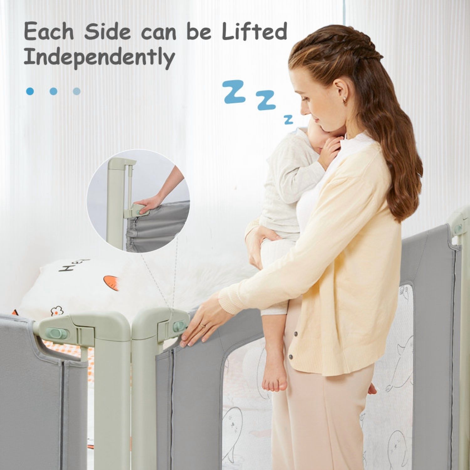 Spaco Bed Rail Guard for Toddlers Kid with Adjustable Height and Safety Lock-70 inch, Bed Rail for Queen, King, Twin, and Bunk Size Beds